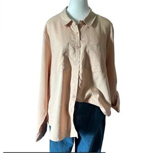 NWT Daily Thread Linen Blend Button-front Blouse Size 1X